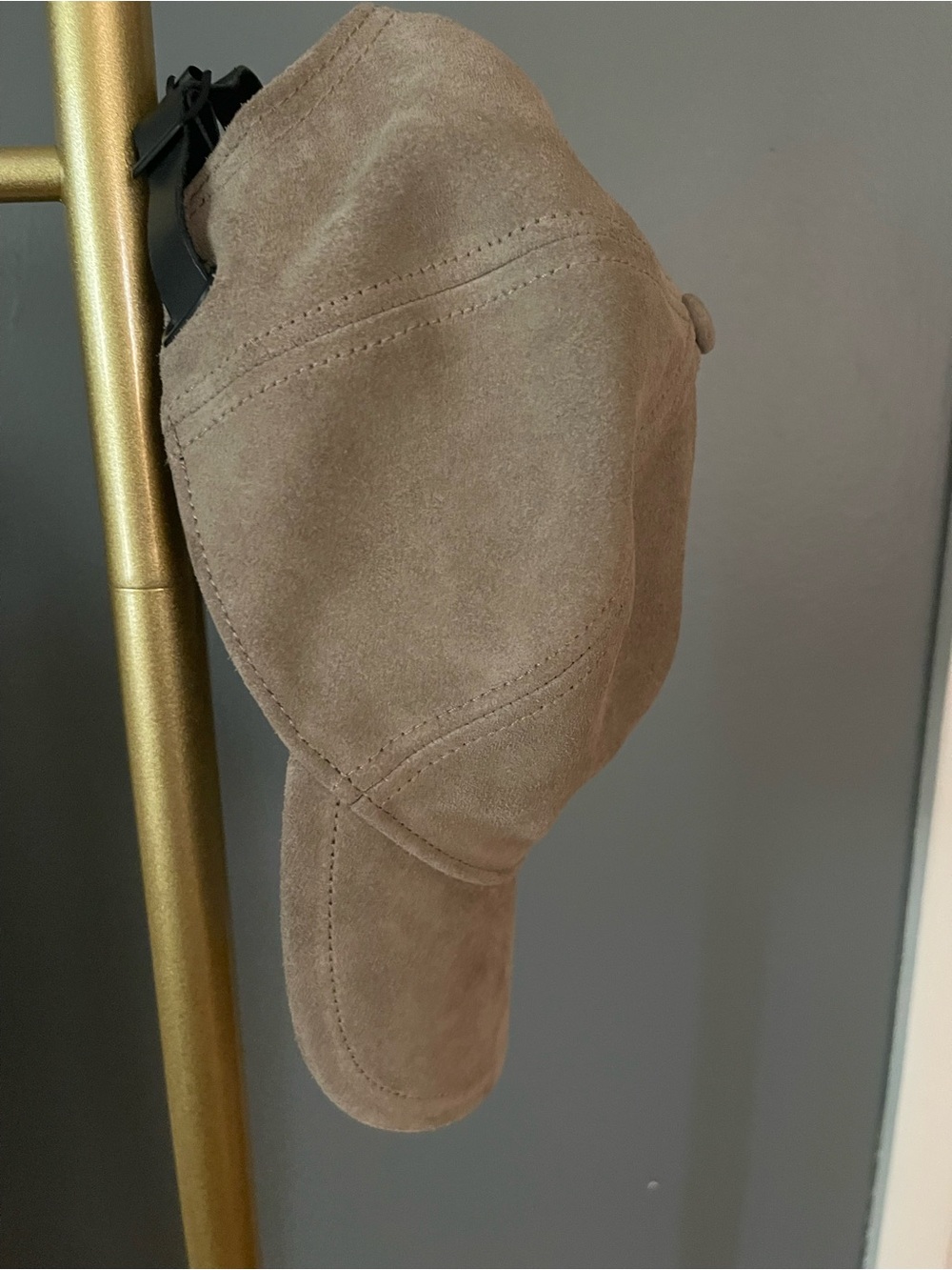 rag & bone Taupe Suede Cap with Black Trim